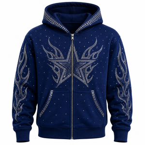 Sudaderas con Pedrería Personalizadas para Hombre y Mujer, Sudadera Oversize Estilo Urbano, Sudadera con Cierre y Cristales Brillantes, Moda Casual - Product Image 5