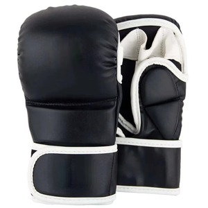 Guantes de Boxeo MMA Negros Premium, Rojos Metálicos, Profesionales, para Sparring, Entrenamiento, Palma Abierta, Cuero PU, Correa de Muñeca Ajustable - Product Image 2