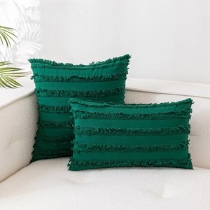 Funda de Cojín Rectangular a Rayas Negras con Volantes, Estilo Bohemio, Fundas de Almohada Hechas a Mano - Product Image 5