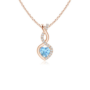 Colgante de Topacio Azul en Forma de Corazón con Detalles de Piedras Preciosas, Chapado en Oro de 10K, 14K, 18K, Oro 925, Plata 935, Romántico para Mujer, para Fiestas - Product Image 4