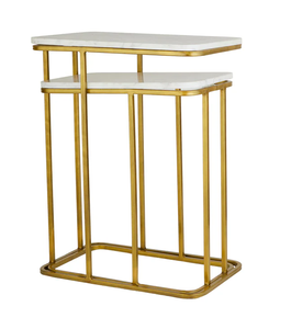 Modern <b>Marble</b> <b>Nesting</b> Side <b>Table</b> for Dining Tea Living Room Western Metal Logo Iron Built Directly Manufacturer for Hospitals - Product Image 3