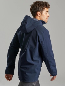 Veste matelassée imperméable à capuche pour homme, couleur marine, fermeture éclair sur le devant, vêtement d'hiver décontracté, couleur unie, coupe classique - Product Image 3