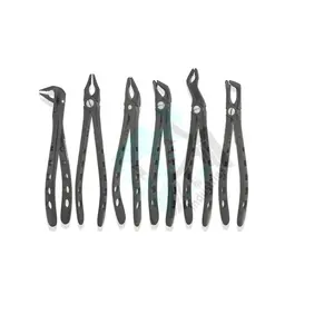 Wholesale Supplier Pissco For Set of 6 Dental Extraction Forceps Black Coated Stainless Steel English Pattern