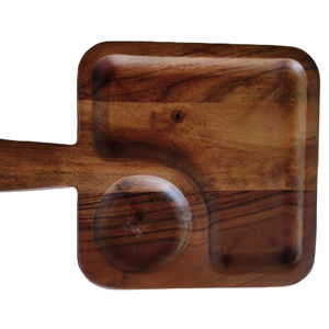 Magnifique plateau rectangulaire moderne de luxe en bois d'acacia naturel, écologique, biodégradable, durable, gravé, en stock, fait main, qualité alimentaire - Product Image 1