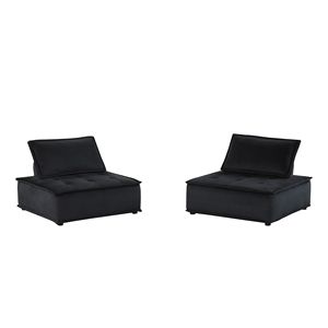 Ensemble de 2 chaises longues sans accoudoirs en velours noir Anna de 40 po - Product Image 2