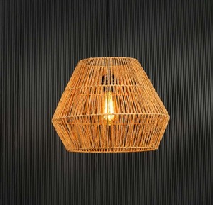 Boho Rattan E27 Pendant <b>Light</b> | Hanging Lamp | Natural Handwoven Ceiling <b>Light</b> Fixture for Home & Hotel <b>Decor</b> - Product Image 3
