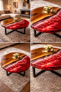 Luxury <b>Epoxy</b> Resin River Coffee <b>Table</b> Handmade Wood and Resin Center <b>Table</b> for Modern Living Room Decor - Product Image 5