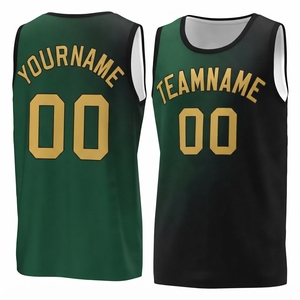 Nouveau design de maillot de basket-ball vert foncé et noir dégradé, sublimation personnalisée, nom, numéro, uniforme d'équipe, débardeur sans manches - Product Image 1