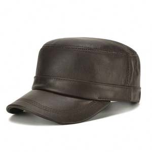 Nouvelle casquette de baseball en cuir de vachette pour homme, style plat, pour personnes d'âge moyen et âgées, chaude pour l'hiver et les activités de plein air - Product Image 1