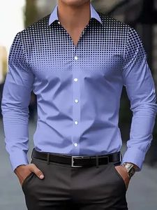Chemise habillée homme automne à manches longues en satin doux, motif imprimé de qualité supérieure, respirante, décontractée et formelle, avec logo personnalisé - Product Image 1