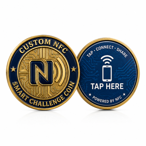 Pièce de monnaie commémorative personnalisée avec puce NFC en métal émaillé NTAG213 - Product Image 1