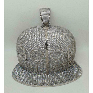 Pendentif Casquette Tendance Style Hip-Hop Streetwear Diamant Bling Argent Haute Qualité Design Mode Bijoux à Vendre - Product Image 1