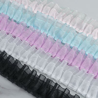 Ruban plissé en organza transparent pastel avec volants pour la confection de robes, la décoration de mariages et les loisirs créatifs (vente en gros)