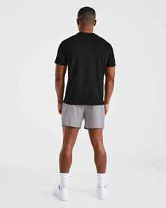 Shorts pour hommes gris uni à séchage rapide avec taille élastique, coupe mi-haute, décontractés, tissés, personnalisables, avec logo sur mesure, OEM - Product Image 5