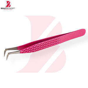 Pinzas para Pestañas con Logotipo Personalizado al por Mayor, Color Rosa Texturizado, Acero Inoxidable de Alta Precisión, Pinzas de 90 Grados para Volumen y Aislamiento - Product Image 3