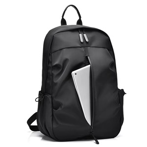 Mochila Negra de Nailon con Cierre de Cremallera y Bolsillo Interior, Uso Diario, Unisex, Estilo Minimalista, Diseño Impermeable, Gran Capacidad - Product Image 2