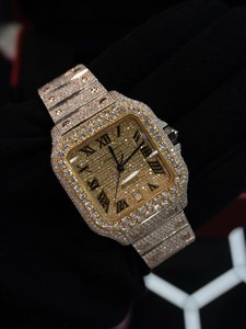Reloj de Lujo para Hombre, con Diamantes Moissanite VVS de Alta Calidad, Acero Inoxidable, Cuadrado, Analógico, Movimiento Mecánico Automático ETA, Cristal de Zafiro - Product Image 4