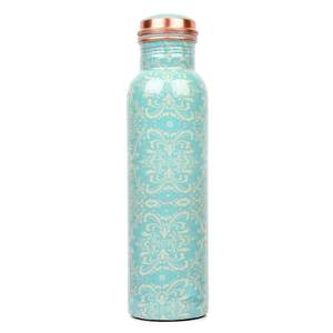 Bouteille d'eau en cuivre Royal Paisley avec imprimé artistique héritage, réutilisable, anti-fuite, bouteille en cuivre de qualité supérieure pour une utilisation quotidienne et le bien-être - Product Image 3