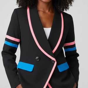 Blazer pour femme Couture Varsity 1938, coupe ajustée pour jeune, avec bordure contrastante, veste cintrée, chic, pour soirée formelle, vêtement d'extérieur tendance - Product Image 5