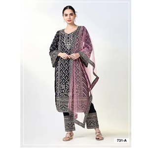 Presentando la nueva colección pakistaní con bordados para ropa de estilo étnico pakistaní, traje Salwar. - Product Image 1