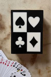 Boîte de rangement pour cartes de poker minimaliste en résine, forme rectangulaire, gravée, étui pour cartes à jouer, organisateur de jeux décoratif, design moderne - Product Image 3
