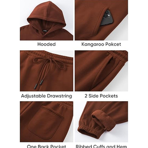 Men Winter Hooded Color Blocking Tracksuit <b>Set</b> Full Zip Hoodie Jogger Pants Casual Sportswear Gym Running Outfit - Product Image 5