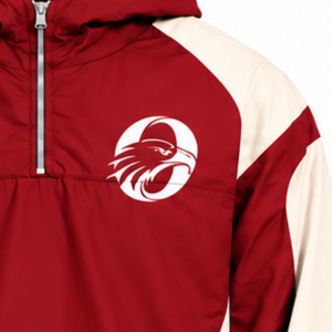 <b>Mens</b> <b>Red</b> Contrast Color Windbreaker <b>Hoodie</b> Quarter Zip Lightweight Pullover Running Athletic Outdoor Casual Jacket - Product Image 5