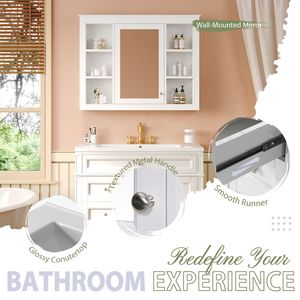 Mobile Bagno Moderno da 36 Pollici con Armadietto Portamedicinali, 2 Ante a Chiusura Ammortizzata e 4 Cassetti, Lavabo Singolo - Product Image 3