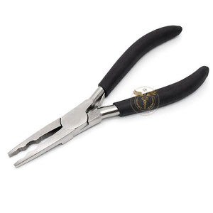 Alicates Clásicos para Extensiones de Cabello con Mango Negro – Herramienta Profesional de Acero Inoxidable para Crimpar y Remover Micro Anillos - Product Image 6