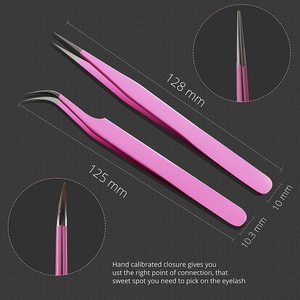 Outil de rehaussement de cils blanc et noir, pince à fibres pour extensions de cils couleur nude, applicateur de cils rose gold, ensemble de pinces pour extensions de cils - Product Image 5