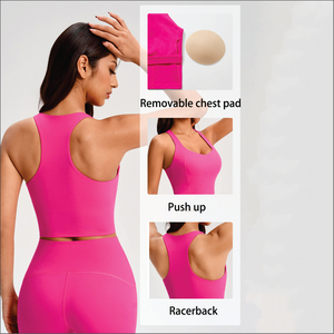 Débardeur de course haute intensité pour femme, couleur unie, séchage rapide, vêtement de fitness et de yoga respirant, push-up, en coton 100% crocheté - Product Image 2