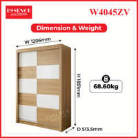 Armoire coulissante moderne en chêne blanc Essence avec poignée en aluminium durable, rail gain de place, mobilier de chambre contemporain