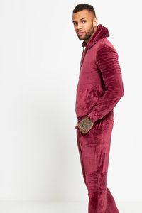 Survêtement de sport à rayures latérales, fermeture éclair, coupe ajustée, en velours, pour homme, marque privée - Product Image 3