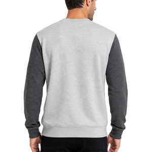 OEM <b>Men's</b> Light <b>Grey</b> and dark <b>grey</b> raglan sleeve <b>Sweatshirt</b> Long Sleeve Fleece Casual Top - Product Image 2
