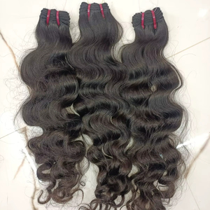 Venta al por mayor de extensiones de cabello humano indio Remy virgen rizado natural y ondulado máquina preunida trama doble todos los colores Chennai India - Product Image 1