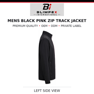 Veste bomber d'hiver noire et rose pour homme BLIMPEX INTERNATIONAL, coupe sportive, coupe-vent, col montant, coupe régulière, polyester, logo sur le devant - Product Image 5