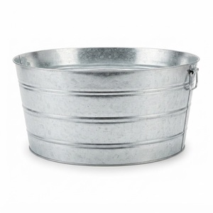 Bac à Boissons Galvanisé avec Poignées Métalliques, Seau à Glace Ovale pour Vin et Refroidisseur de Bière pour Fêtes, Traiteur et Bars - Bon Prix - Product Image 4