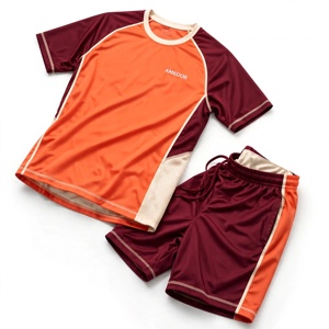Ensemble de maillots de volley-ball unisexe AMKOOR orange et bordeaux, imprimé par sublimation, en polyester respirant, uniforme adulte, détection par aiguille - Product Image 4