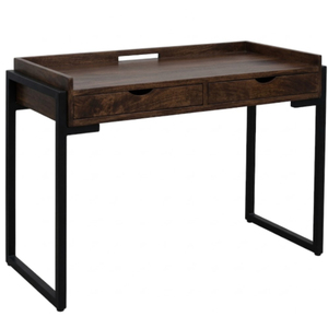 โต๊ะเรียนสไตล์อินเดียแบบวินเทจ, โต๊ะไม้เนื้อแข็ง, โต๊ะทรงยาวแคบสำหรับใช้ในบ้าน, โต๊ะม้านั่งขาเหล็กเรียบง่ายสำหรับใช้ในทางเข้า - Product Image 1