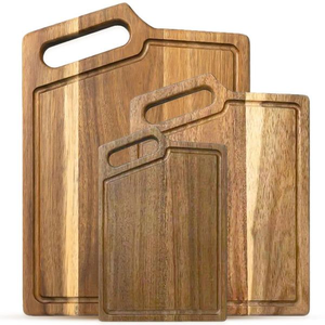 Acacia Wood Cutting Board Set with Handles Solid Wood <b>Kitchen</b> Chopping Board Food Grade Eco Friendly OEM Supplier - Product Image 1