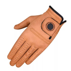 Gant de golf en cuir véritable rouge, main droite, antidérapant, à enfiler, unisexe, pour le sport - Product Image 5