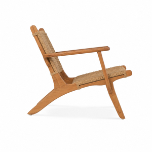 Fauteuil lounge rétro en teck massif au design vintage élégant, idéal pour hôtels, complexes hôteliers, patios et utilisations extérieures. - Product Image 2