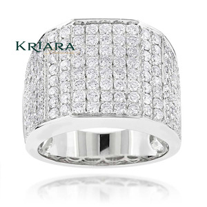 Bague de luxe en argent 925 pour homme, plaquée or blanc, diamant rond brillant cultivé en laboratoire, bijou unisexe pour usage quotidien - Product Image 2