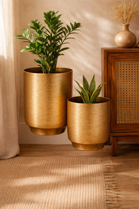 Planter S/2 Iron Powder Coated Durable Multi-Purpose Indoor/Outdoor Floor Planter with Drainage - Product Image 2