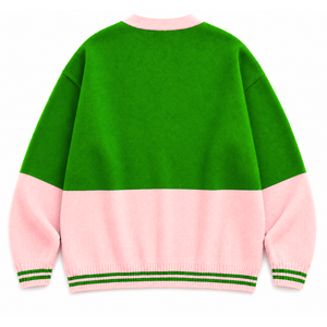 เสื้อสเวตเตอร์วาร์ซิตี้แบบมีรูระบายอากาศ ของชมรมอัลฟ่าคาปาอัลฟ่า พร้อมโลโก้ปักด้านหน้า สีเขียวชมพู แขนยาวเต็มตัว สำหรับผู้หญิง - Product Image 3