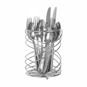 Metal Spiral Cutlery Holder Cylindrical <b>Kitchen</b> <b>Storage</b> <b>Rack</b> Minimalist Design Rust Resistant Single Tier Tableware Caddy - Product Image 1