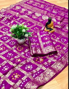 Rajasthani Bandhani <b>Art</b> Silk Saree Traditional Tie Dye Indian Ethnic Wear for Bridal Festive Ceremony - Product Image 3