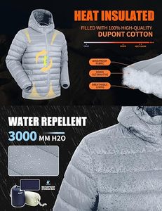 <b>Men's</b> Lightweight Packable Waterproof Winter Hooded Puffer <b>Jacket</b> with 100% <b>Down</b> <b>Fill</b> Casual Style and Storage Pouch - Product Image 2