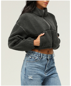 Veste de sport en polaire sherpa décontractée d'extérieur à manches longues épaisse et chaude d'hiver avec fermeture éclair personnalisée LOGO pour hommes et femmes - Product Image 4