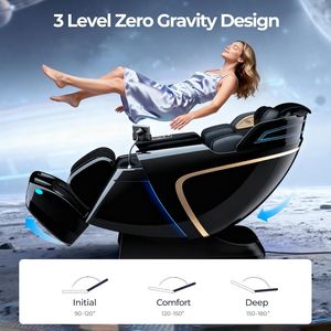 Fauteuil de massage Shiatsu moderne pliable à gravité zéro avec chaleur, contrôle IA, scan corporel et extension repose-tibias - Product Image 5